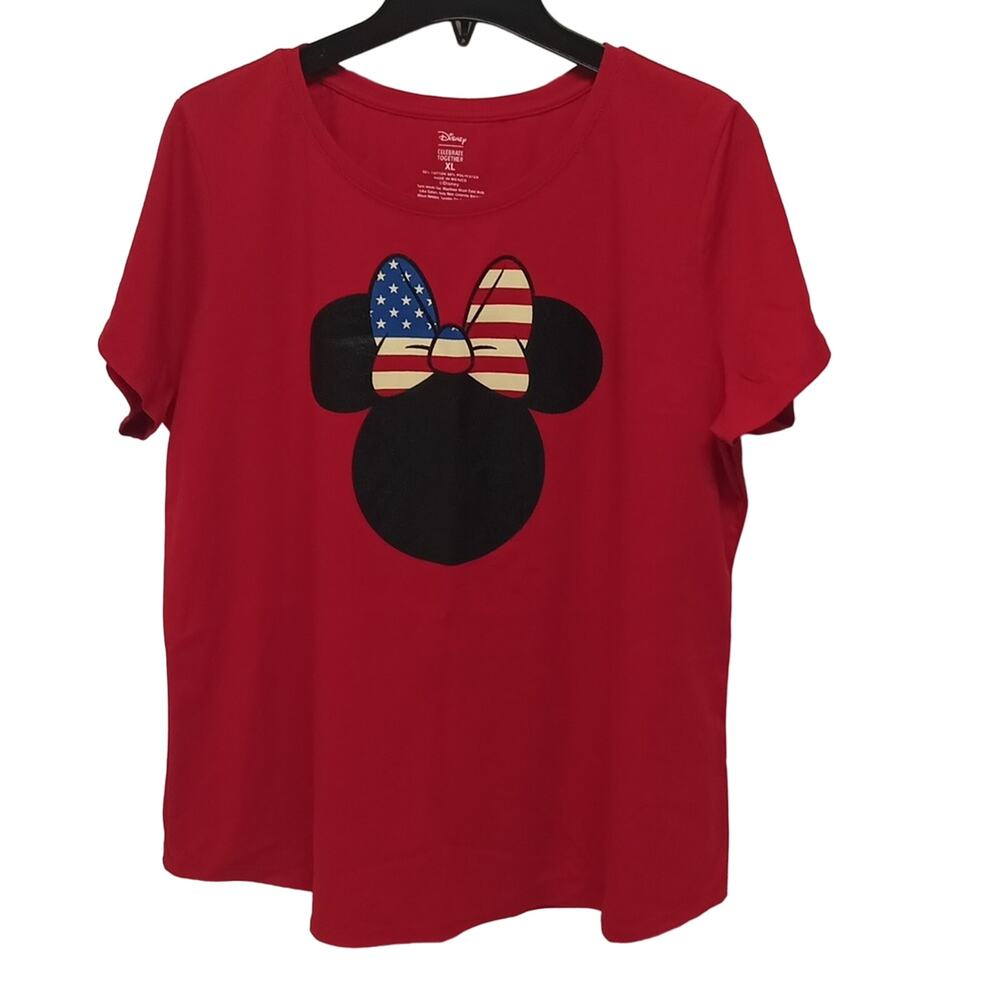 Disney Minnie mouse Patriotic USA 4th of July Graphic T-shirt women’s Sz XL Red